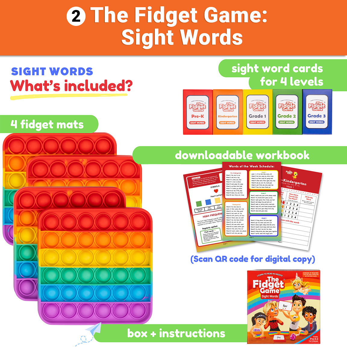 Shark Tank  Deal Kindergarten Bundle -Sight words- The fidget game