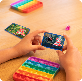 Spider card = Roll and unpop bubbles / Jungle Card = Roll and Pop bubbles