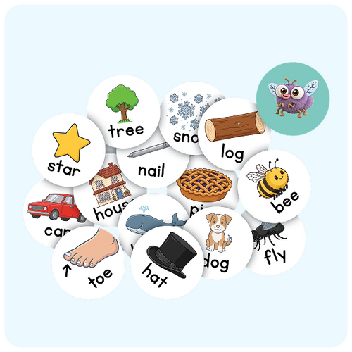 36 bug tokens (18 rhyming pairs)