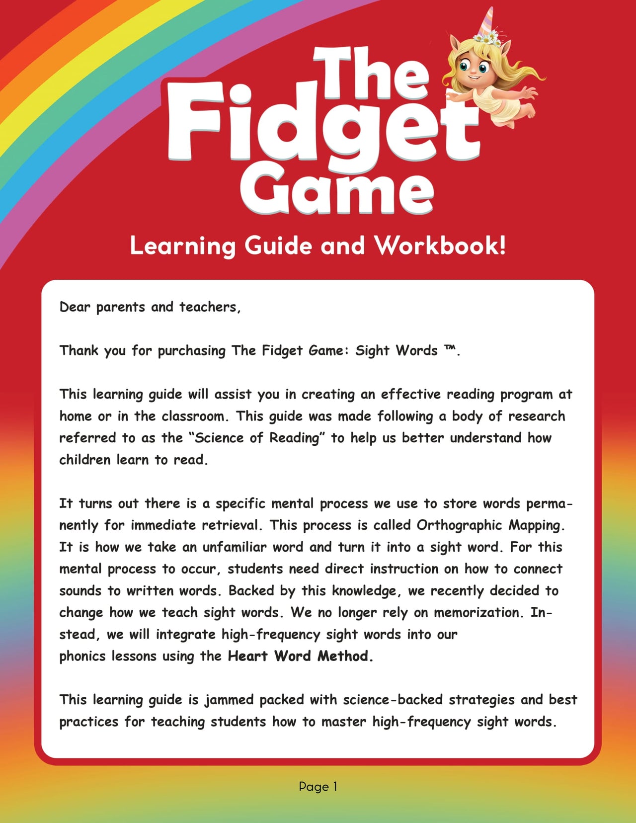 Learning Guide The Fidget Games