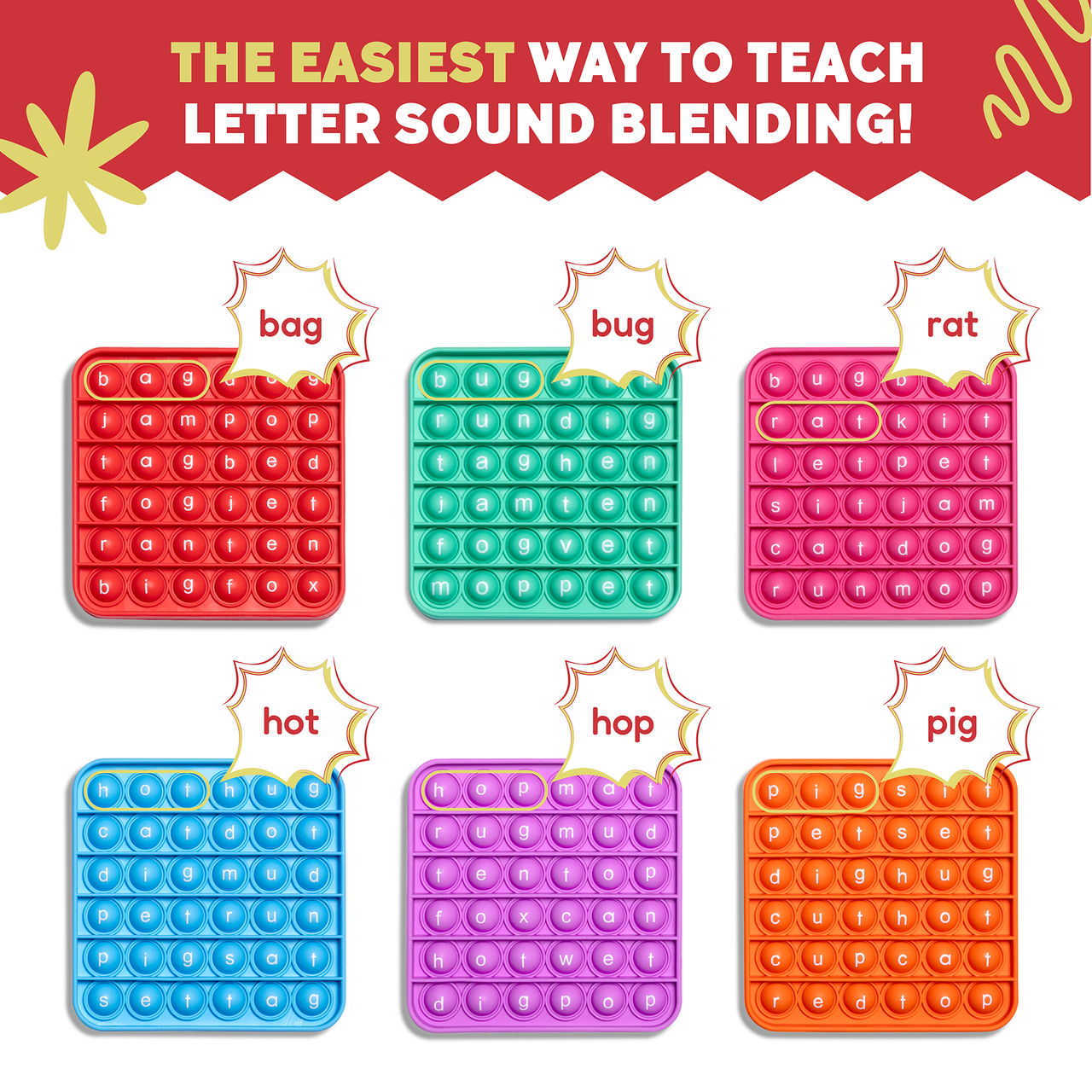 6 Extra CVC Fidget Mats (Word Pop)